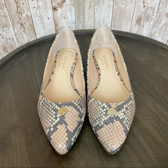 Kate Spade Nylah Snakeskin Pointed Toe Leather Flat Size 6.5 Women - Picture 3 of 13